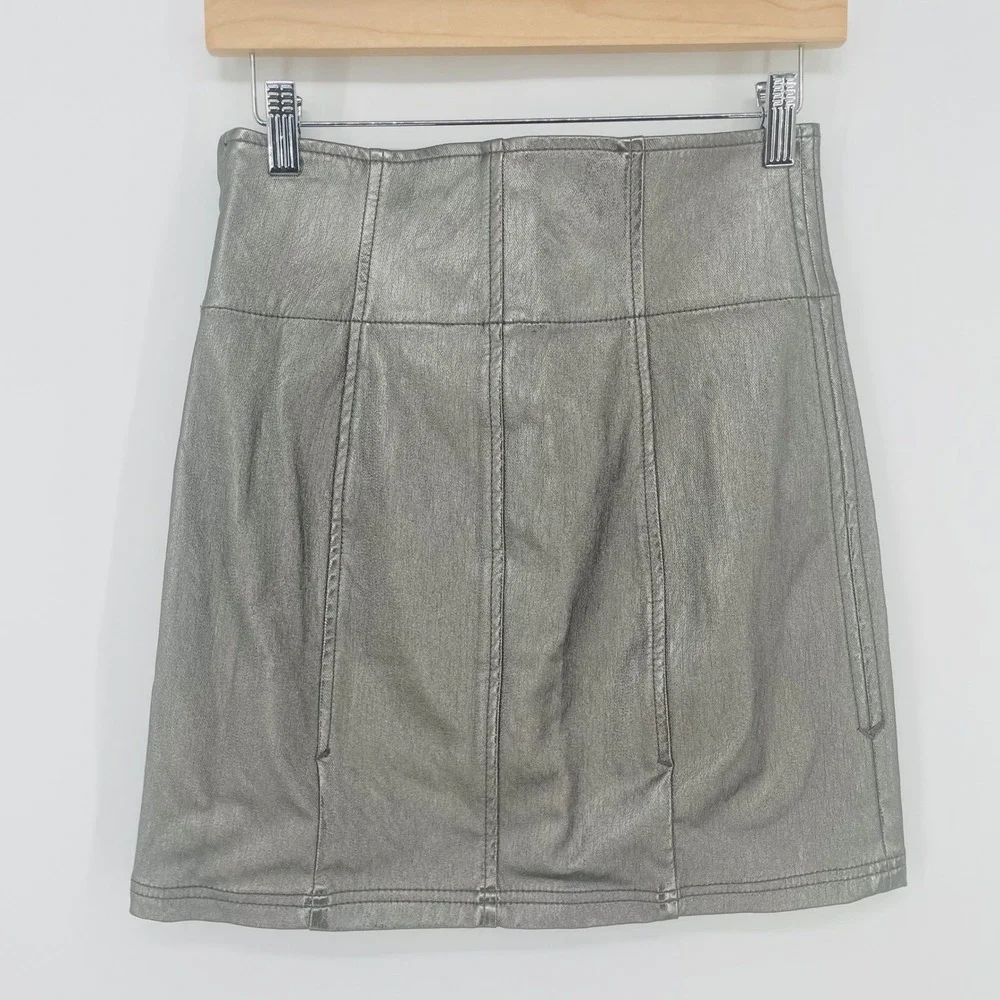 Free People Metallic Silver Mini Skirt